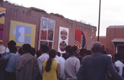 Exhibition view: Présence Plastique, Jemaa el-Fna square, Marrakech (May 1969). © M. Melehi archives/estate. Photo: M. Melehi.