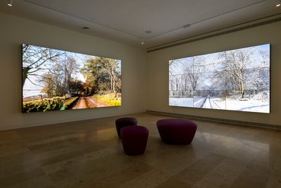 David Hockney, The four seasons, Woldgate Woods (Spring 2011, Summer 2010, Autumn 2010, Winter 2010) (2011). Exhibition view: Hortensia Herrero Art Centre, Valencia (2023).