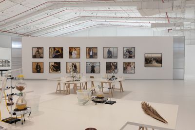 Front to back: Ade Darmawan, Tuban (2019); Christine Fenzl, Women of Riyadh (2023). Exhibition view: Diriyah Contemporary Art Biennale 2024: After Rain (20 February–24 May 2024).