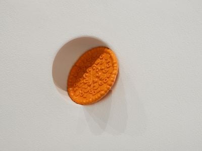 Hildigunnur Birgisdóttir, 6:1 (orange) (2024). Polyamide plastic, paint. Exhibition view: Iceland Pavilion, 60th Venice Biennale (20 April–24 November 2024). Photo: Ugo Carmeni.
