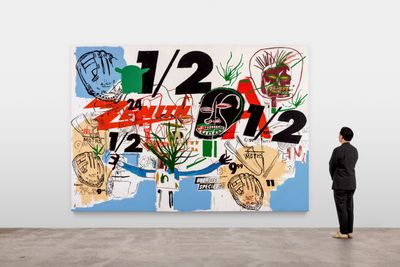 Andy Warhol and Jean-Michel Basquiat, Untitled (1984). Acrylic, silkscreen ink, and oil stick on canvas. 294.6 x 419.7 cm. Estimate: in the region of $18 million.