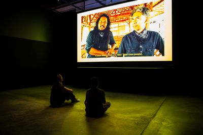 Choy Ka Fai, Exodus (2024). Single-channel video. Exhibition view: 24th Biennale of Sydney, Ten Thousand Suns, Chau Chak Wing Museum (9 March–10 June 2024). Photo: David James.