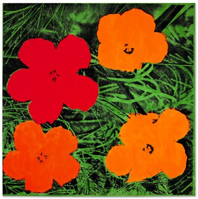 Andy Warhol, Flowers (1964). Acrylic, fluorescent paint, and silkscreen ink on linen, 208.3 x 208.3 cm.