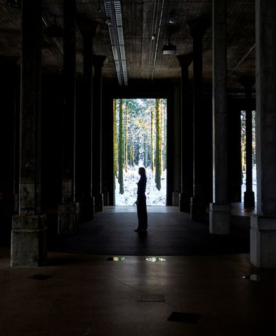 Installation of Angelica Mesiti, The Rites of When (2024). Seven-channel digital video installation, colour, sound. Approx. 30 min. Collection of the artist, commissioned by the Art Gallery of New South Wales for the Nelson Packer Tank, 2024.