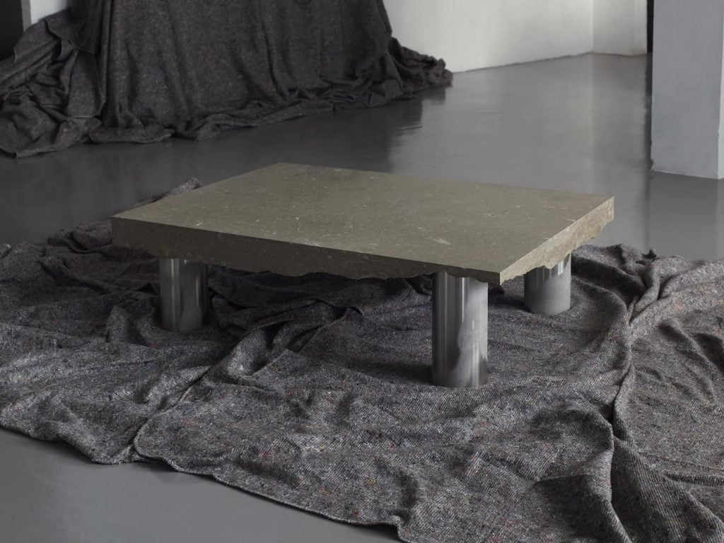 a design table resembles a cement slab