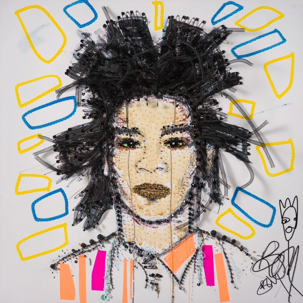 a portrait of artist Basquiat in acrylic 