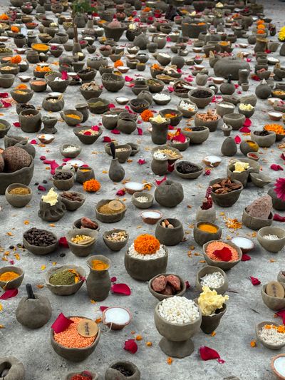 Charwei Tsai, Ancient Desires – One Taste (2024) (detail). Set of 1,000 ceramic offering vessels. Dimensions variable. In collaboration with the community of Licchavi House, Kathmandu. Commissioned by Licchavi House.