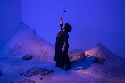 Melati Suryodarmo, Fracture (2023). Performance still at Esplanade Singapore.