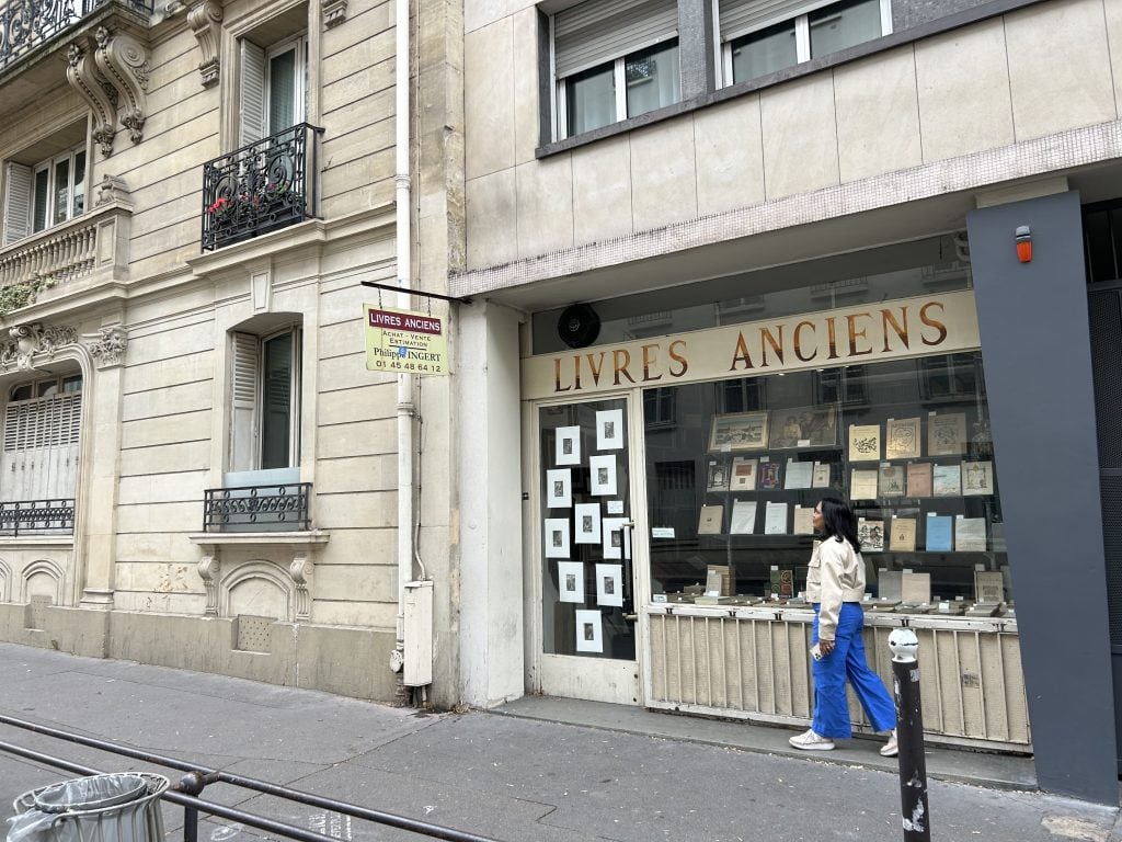 An antique book shop in Paris. 