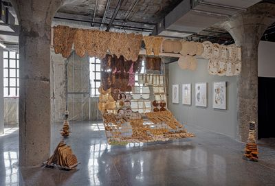 Sameer Farooq, Flatbread Library (2024). Exhibition view: Precarious Joys, Toronto Biennial of Art, The Auto BLDG, 9th Floor (21 September–1 December 2024). Co-commissioned and co-presented by Toronto Biennial of Art and Agnes Etherington Art Centre.