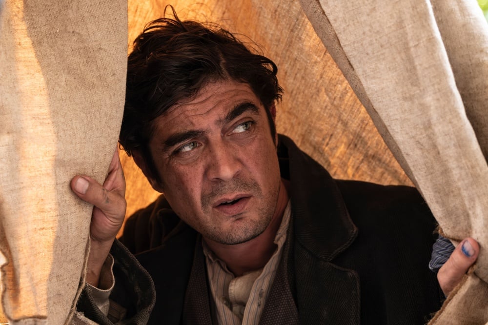 actor Riccardo Scamarcio on screen in film