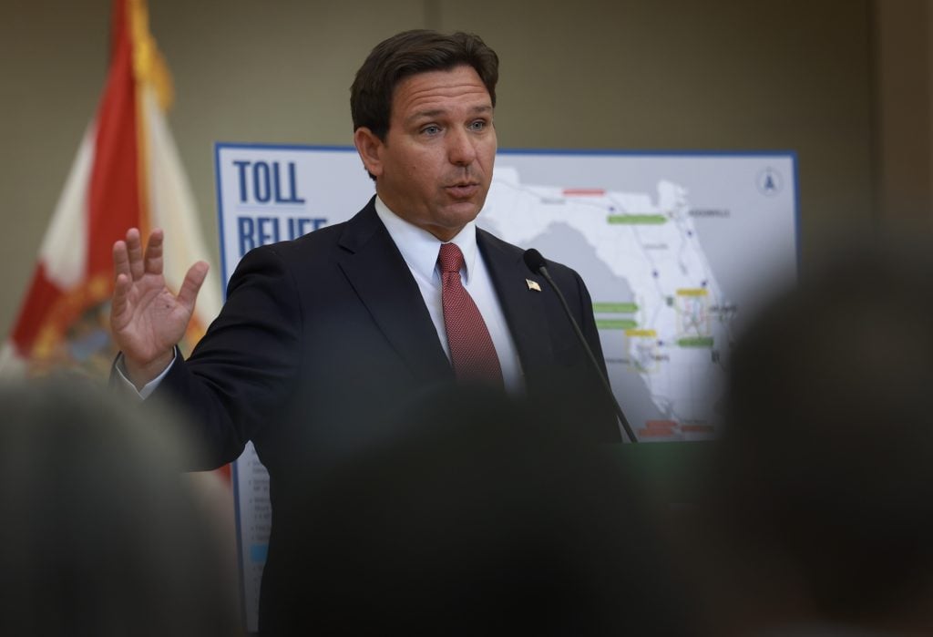 Florida Governor Ron DeSantis at a press conference