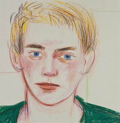 Larry Stanton, Self-portrait (Undated). Mixed media on paper. 44 x 43 cm.