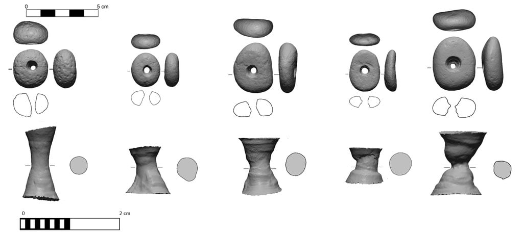 computer rendered 3D scans of the pebbles on white background