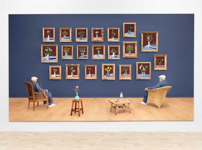 David Hockney, 25th June 2022, Looking at the Flowers (Framed), edition 14/15 (2022). Photographic drawing printed on five sheets of paper, mounted on five sheets of Dibond. 299 x 518 cm (total). Collection of Jordan Schnitzer Family Foundation.