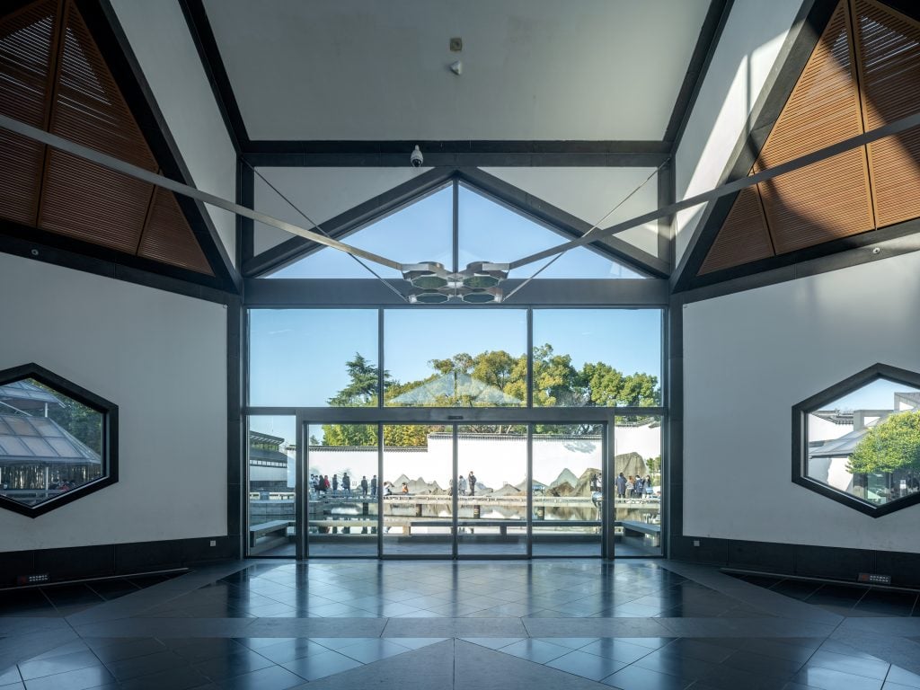 The interior of the Suzhou Museum designed by I.M. Pei