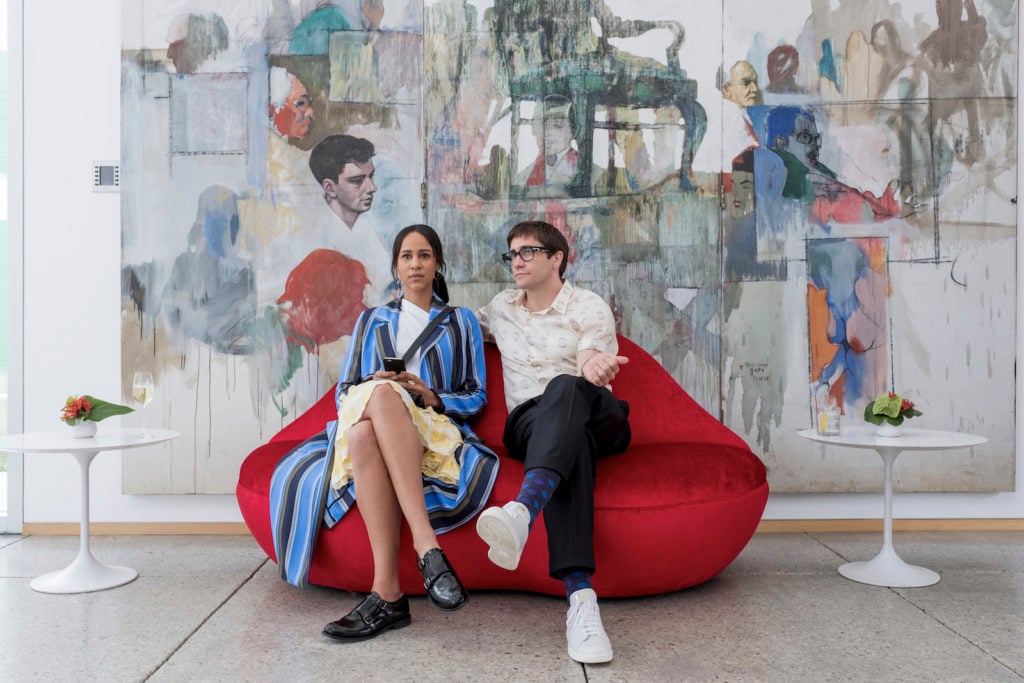 Zawe Ashton and Jake Gyllenhaal in Velvet Buzzsaw. Image courtesy Netflix.